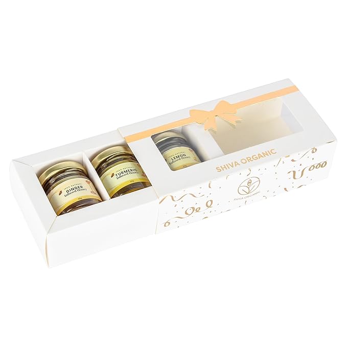 White and Gold Gift Box (3 x 50g Infused Honey)