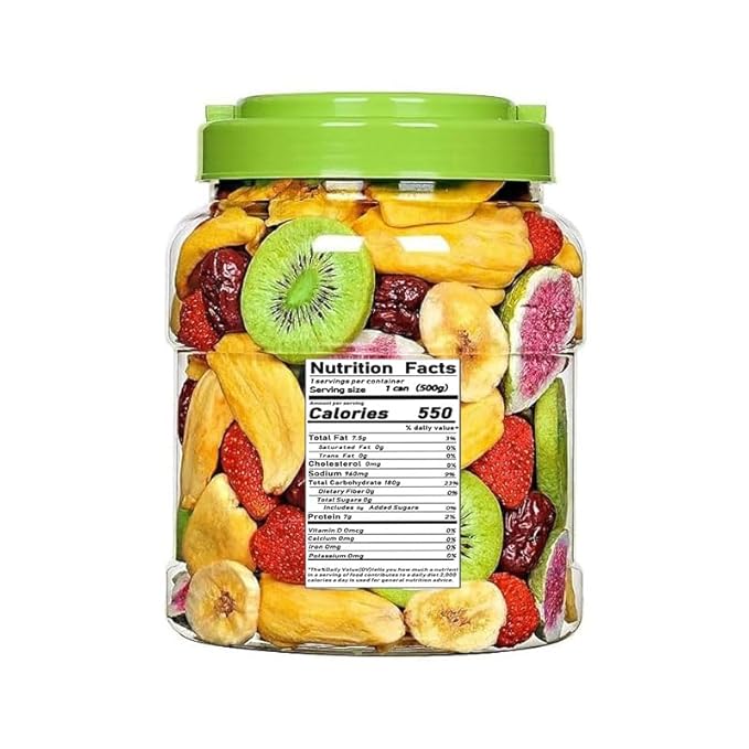 Mixed Freeze-dried Vegetable and Fruit Jerky 500g/Can Various Dried Fruit and Vegetable Chips Okra Radish Banana Leisure Food Vegetarian Crispy Fruit Snacks Chinese Snack Gift Package (1 can)