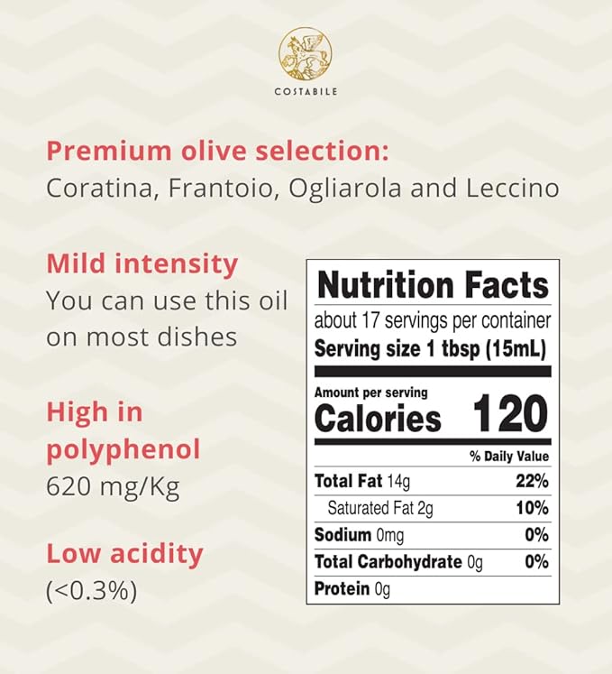 Baking set of Italian Olive Oils for healthy cookies cakes cupcakes brownies. Baking gift set with medium intensity olive oil orange and lemon infused olive oil. Costabile. 3 x 8.45 Fl.Oz.