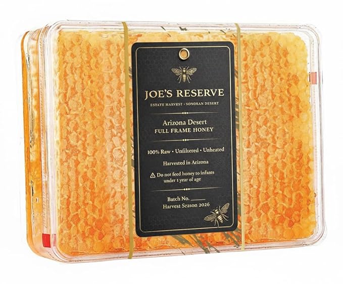 Joe’s Reserve Raw Honeycomb 3 lb – 100% Unfiltered Unheated Sonoran Desert Arizona Honey – Edible Honey Comb with Raw Honey – Pure Natural Honeycomb