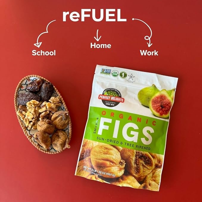 Perfect Delights Organic Turkish Figs Vegan Sun-Dried Pitted Figs Healthy Fruit Snack for Kids and Adults - Single Pack (32 oz)