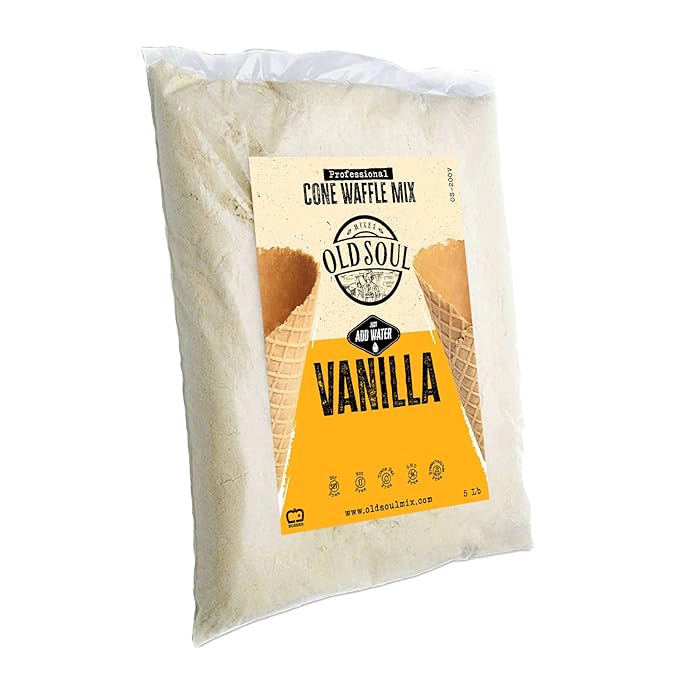 OLDSOUL Professional Cone Waffle Mix | Vanilla Flavour | Batter Mix | 5 Lbs | 112 Waffles (5 Lbs Traditional)