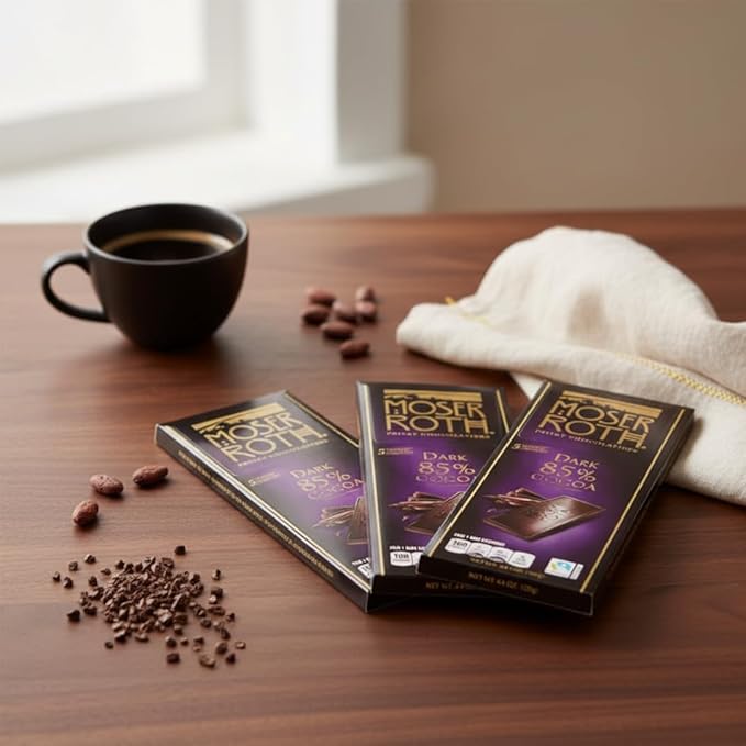 3 Chocolate Bars Each Has 5 Individually Wrapped Bars Dark Chocolate Bar combines rich dark chocolate (85%-Cocoa-3-Pack)