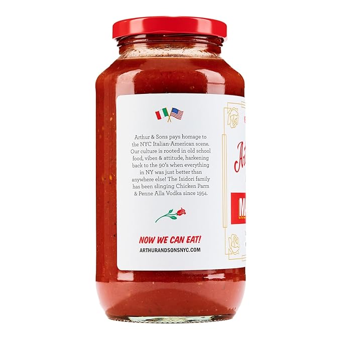 Arthur and Sons Marinara Sauce - Authentic Italian Recipe Premium Quality All-Natural Ingredients No Added Sugar Non-GMO Gluten-Free Perfect for Pasta Pizza and Dipping - 2 Pack (48oz)