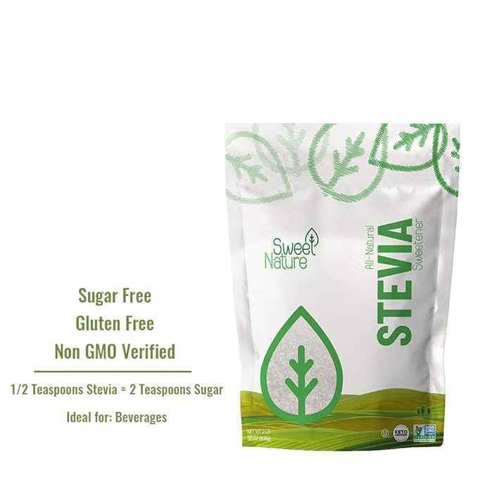 Sweet Nature | Stevia Erythritol Sweetener Powder - Keto Sugar Substitute for Diabetics - Vegan Low Carb Healthy 100% Natural and Kosher (32 Oz)