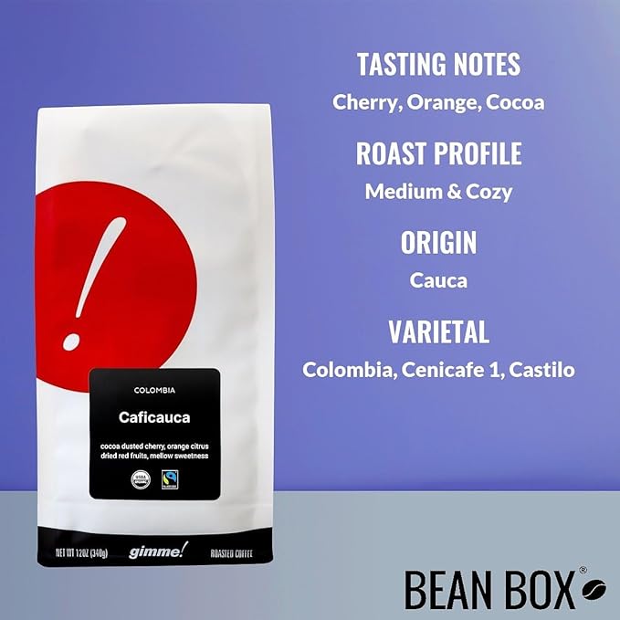 Colombia Caficauca - Certified Organic Fairtrade - Roasted by Gimme! Coffee - Whole Bean Coffee - 2 Pound Bag