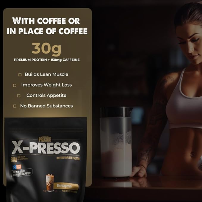 ATHLEAN-X PRO-30G Xpresso Premium Caffeinated Protein Powder Spiced Chai Latte Gluten-Free Low Sugar 30g of High Protein Powder for Muscle Recovery &amp Growth NSF Certified for Sports