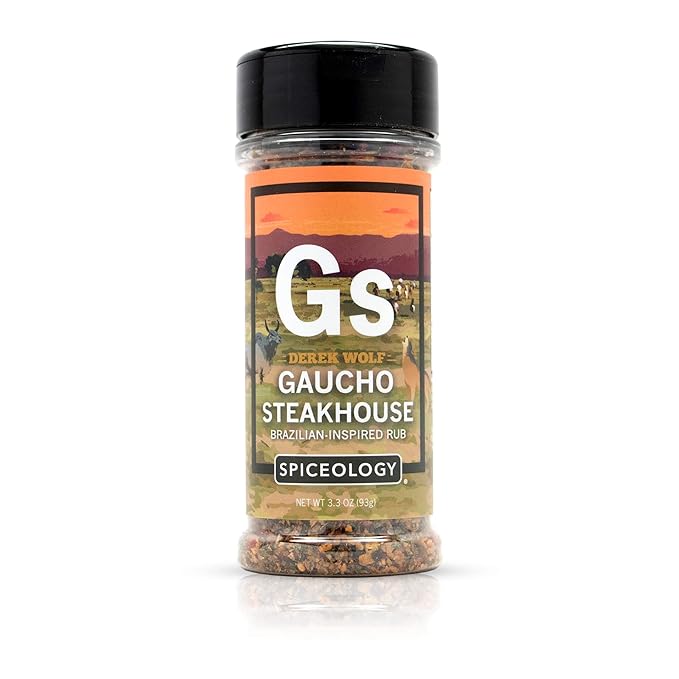 Spiceology &amp Derek Wolf - Gaucho Steakhouse - Brazilian-Inspired Steak Rub - Barbeque Seasoning Blends - Use On: Steak Chicken Wings Salmon Venison Potatoes Pork and Vegetables - 3.3 oz
