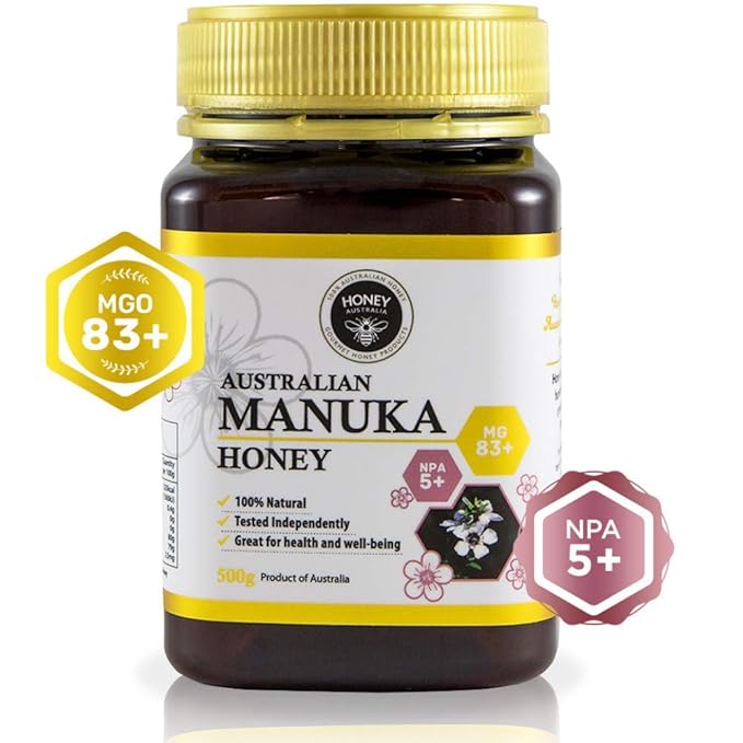 Honey Australia Manuka Honey MGO 83+ | 17.6 oz | Raw Organic Pure Honey for Cooking Baking Marinades &amp Wellness | Natural Sweetener &amp Daily Health Boost | Rich in Nutrients &amp Flavor