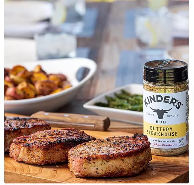 Seasoning Set by KINDERs Pantry Essentials 4 Pack 10.5 oz The Blend 9.5 oz Buttery Steakhouse 9.5 oz Woodfired Garlic 9.4 oz Cowboy Butter With Bonus Slap Ya Mama Original Blend Gift Packet Glut