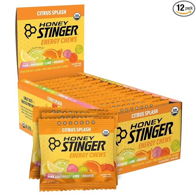 Honey Stinger Organic Citrus Splash Energy Chews Gluten Free &amp Caffeine Free for Exercise Running and Performance Sports Nutrition for Home &amp Gym Pre and Mid Workout 21.6 Ounces (Pack of