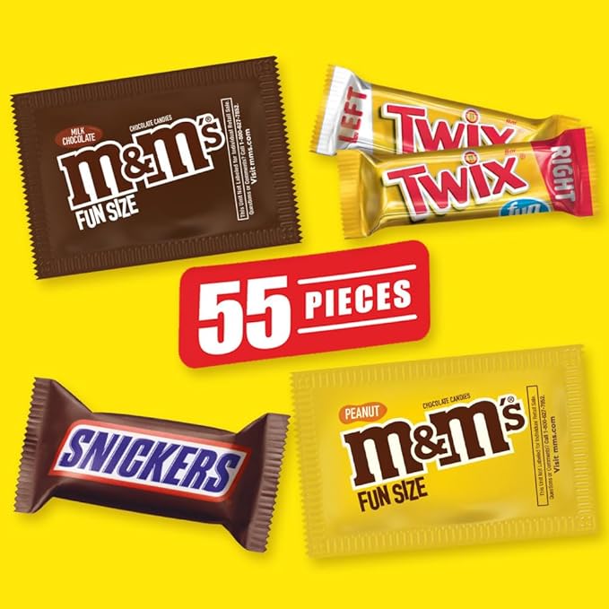 SNICKERS M&ampM'S &amp TWIX Fun Size Chocolate Candy Variety Mix 31.18-Ounce 55 Piece Bag