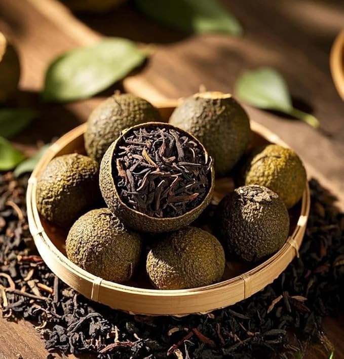 Xiao Qing Gan Pu-erh Tea – Aged Tangerine Peel with Fermented Yunnan Tea – Citrus Pu'er Tea – 15.16oz (430g) Whole Mini Tangerines生晒新会小青柑柑普茶天马一号