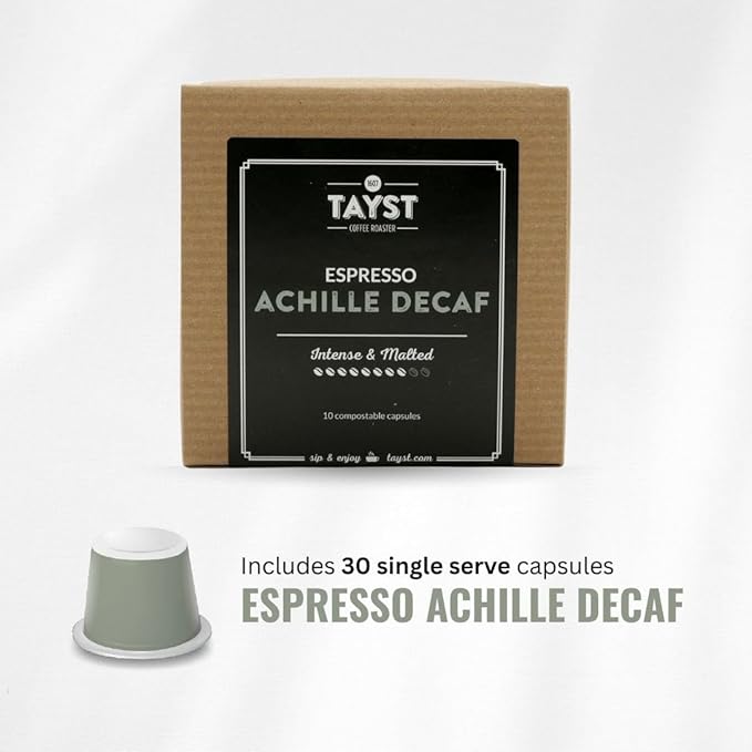 Tayst Espresso Pods Espresso Achille Coffee Capsules Compatible with Original Nespresso Machine Sustainable Single Serve Pack of 30