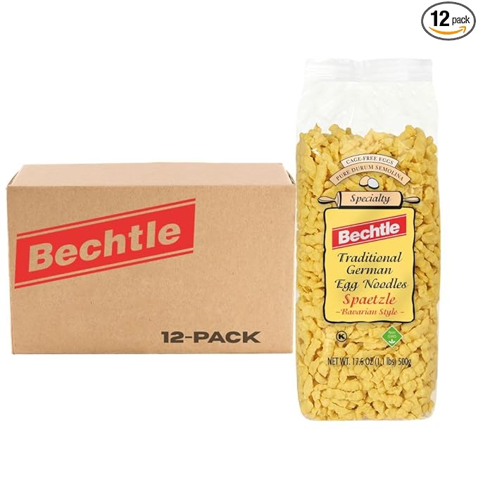 Bechtle Spaetzle Bavarian Style Egg Noodles - Traditional German Pasta Authentic Imported from Germany Cage-Free Eggs &amp Durum Wheat Semolina Non-GMO Kosher (17.6oz Pack of 12)
