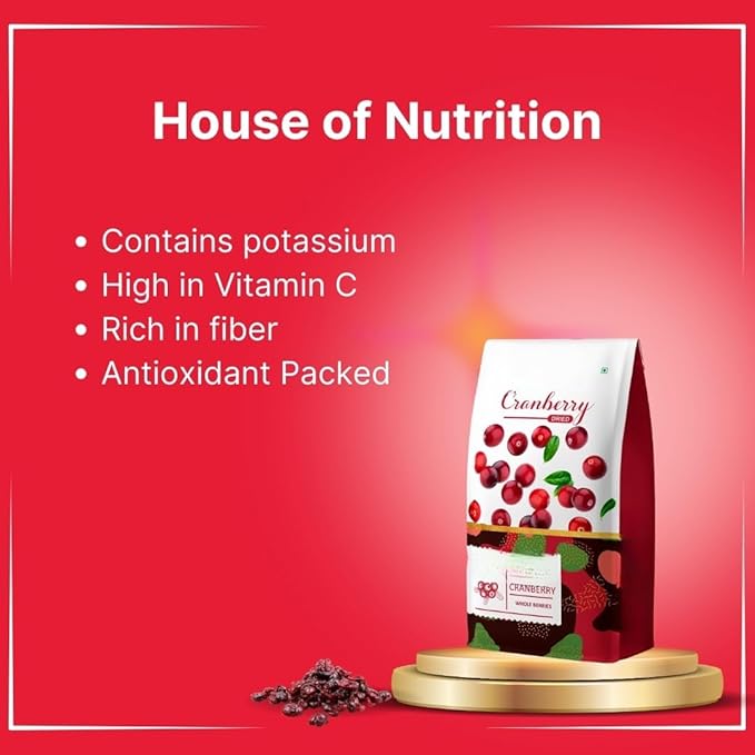 Generic Dried Whole Cranberry Gluten Free Vegan and NON GMO Cranberries Dry Fruits Antioxidant Rich| Immunity Booster -500gm