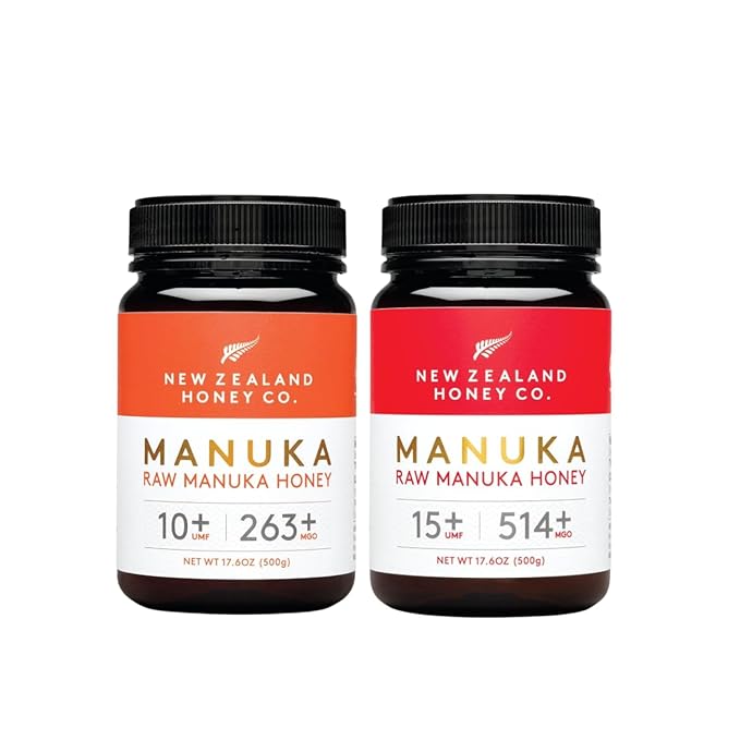 New Zealand Honey Co. Raw Manuka Honey UMF 10+ | MGO 263+ 17.6 oz &amp UMF 15+ | MGO 514+ 17.6oz UMF Certified