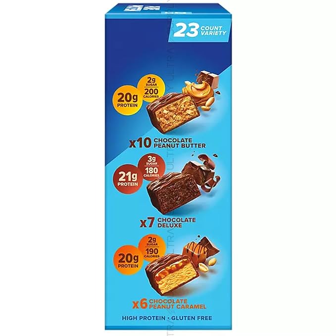 Pure_Proteins Bars (23 Count.) Chocolate Variety Pack – Up to 21g Protein Low Sugar Gluten Free Snack – Chocolate Peanut Butter Deluxe &amp Peanut Caramel