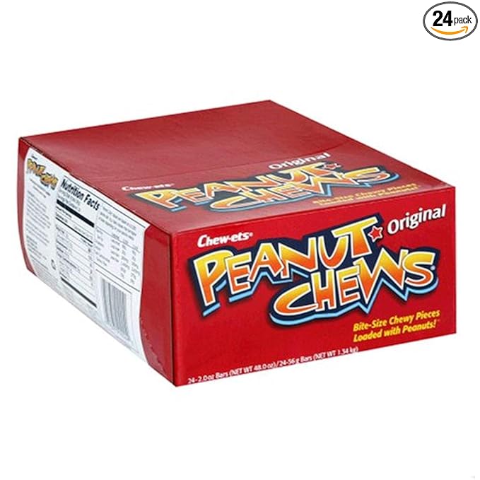 Goldenberg's Peanut Chews Original Dark Candy 2 ounce Bar (Pack of 24)