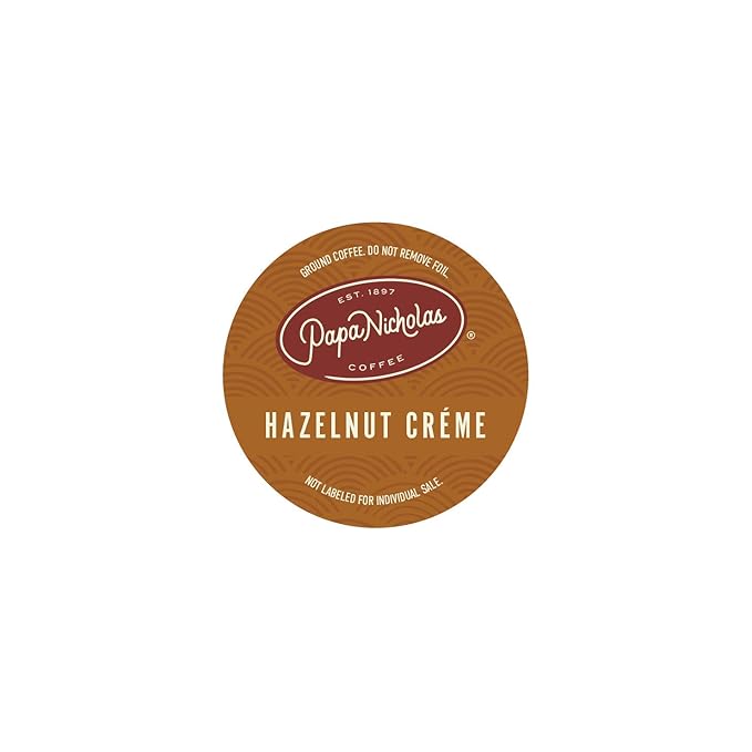 Papanicholas Coffee Single Serve Cups Fits Keurig K Cup Brewers Hazelnut Creme 60 Pods