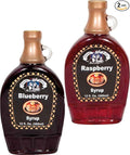 Amish Wedding Foods Fruit Flavored Pancake &amp Waffle Syrup Red Raspberry &amp Blueberry 12 oz. jars Variety 2 pack