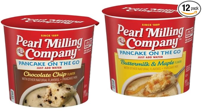Pancake Cupsmix pack Chocoate Chip and Butter milk Flavor 12 Individual Cups (6 each flavor) + King QR Code