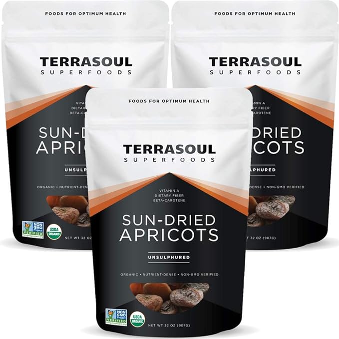 Terrasoul Superfoods Organic Apricots 6 Lbs (3 Pack) - Sun-dried | Unsulphured | Fiber