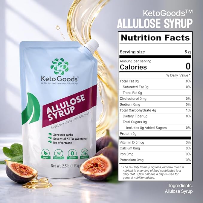 Keto Goods Allulose Sweetener - Sugar Free Keto Syrup Zero Calorie with No Carbs - No Glycemic Impact Liquid Allulose - 40 OZ