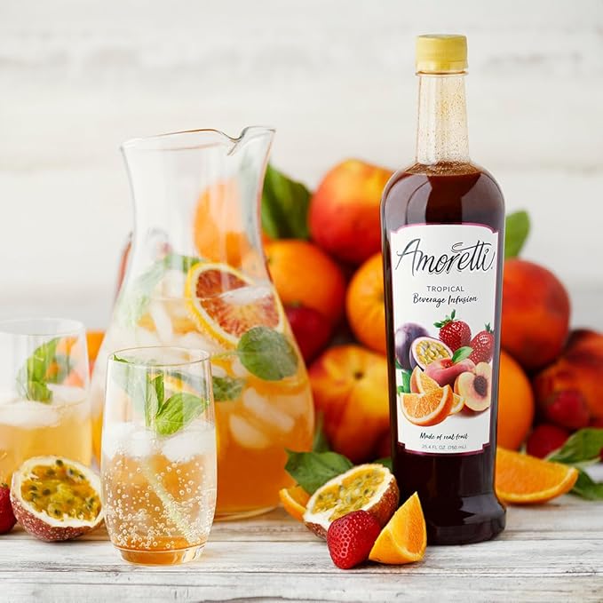 Amoretti - Tropical Beverage Infusion - Drink Mix &amp Water Enhancer with Pump for Flavoring Cocktails Waters Teas and other Beverages Preservative Free