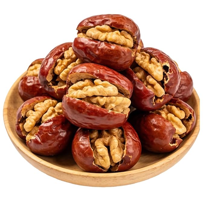 Jujube Dates with Walnuts 17.6 oz (500g)Only jujubes and walnuts - Natural Chinese Red Date Snack Healthy Jujube and Walnut Bites for Energy &amp Nutrition
