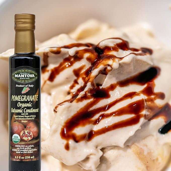 Mantova Organic Pomegranate Balsamic Vinegar of Modena Perfect for Salad Dressing Pasta Salad Ice Cream and Cocktails 8.5 oz (Pack of 6)
