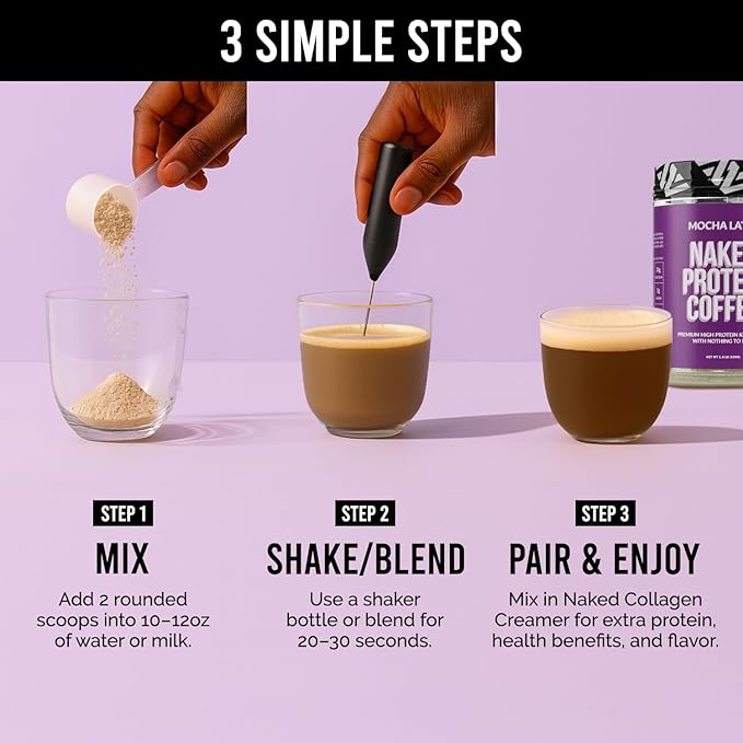 NAKED Mocha Latte Protein Coffee - Premium Colombian Iced Coffee Protein Shake Drink Delicious Keto Friendly and Gluten Free 17 Servings