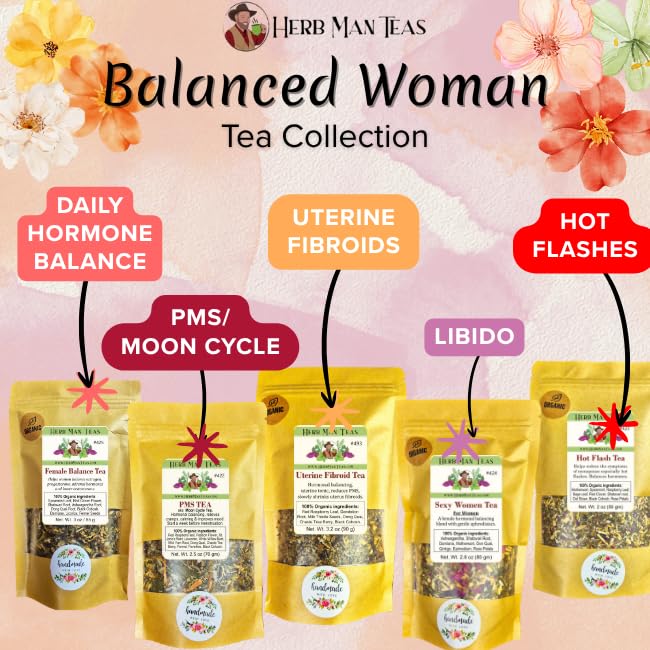 FIBROID TEA — Organic Herbal Blend for Hormonal Balance &amp Uterine Tissue Health — by Master Herbalist Khabir Non-GMO No Additives