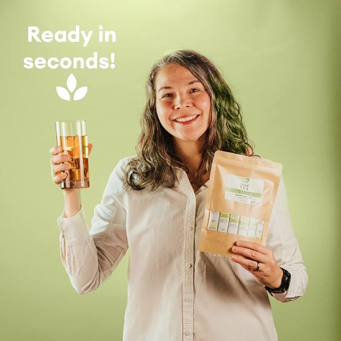 Cusa Tea &amp Coffee | Premium Instant Jasmine Green Tea With Real Fruit &amp Spices | Organic Leaves Drink Mix Packets | Hot or Iced Tea (10 Single Servings)