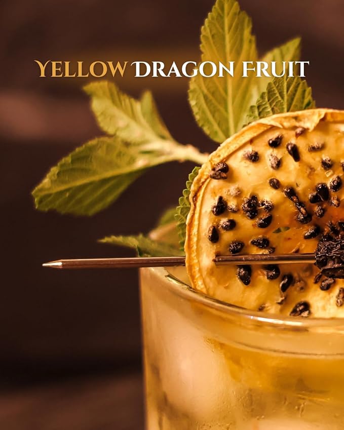 Garnishes &amp Dreams Dehydrated &amp Dried Yellow Dragon Fruit (5.5oz) – Natural Exotic Tropical Fruit Chips for Cocktails Mixology Baking &amp Desserts No Sugar Added Edible Dried Fruit Garni
