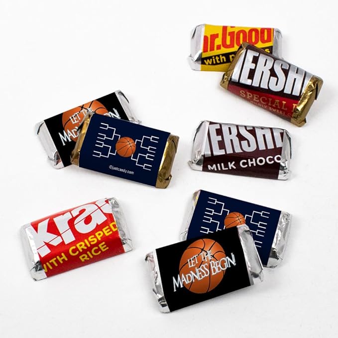 100ct Basketball Party Favors Wrappers for Miniatures Let the Madness Begin (100 Count) - Navy - Candy Not Included