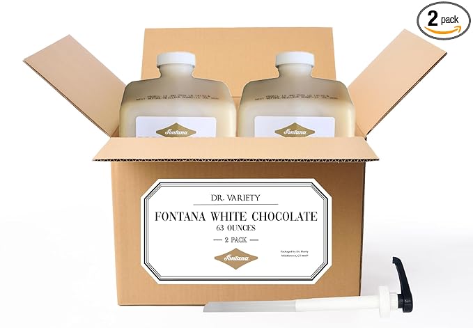 Fontana White Chocolate Mocha Sauce (63 oz 2 Pack) – Premium White Chocolate Flavoring for Coffee Lattes Desserts &amp Baking – Includes Dispensing Pump for Easy Use – Kosher Certified – By Dr. Va