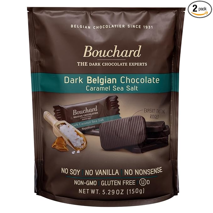 Bouchard Belgian Dark Chocolate with Caramel &amp Sea Salt (5.29 OZ / 150g) (Pack of 2)