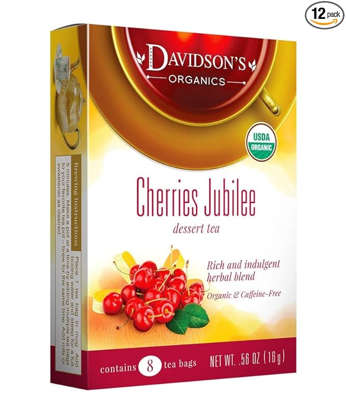 Davidson's Organics Cherries Jubilee 8-count Tea Bags Pack of 12