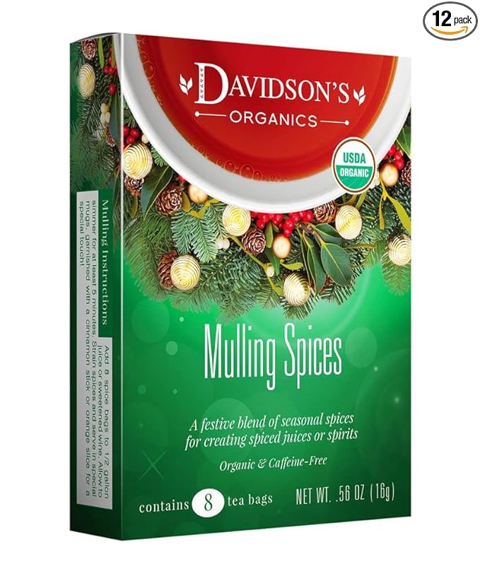 Davidson's Organics Mulling Spices 8-count Tea Bags Pack of 12