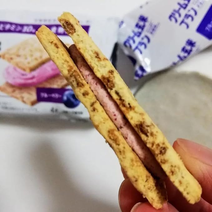 Asa hi Cream Genmai Bran Blueberries Protein Bar 72g (Pack of 6) Delicious Crunchy Brown Rice &amp Wheat Bran Bar with Blueberry Cream Japanese Delicious Nutrition Cereal Bar Snacks MADE IN JAPAN