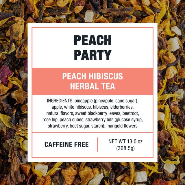 Tiesta Tea - Peach Party Cold Brew Peach Hibiscus Herbal Tea Premium Loose Leaf Blend Non Caffeinated Cold Brew Packets Makes 64 oz of Pitcher Per Bag (Pack of 10)