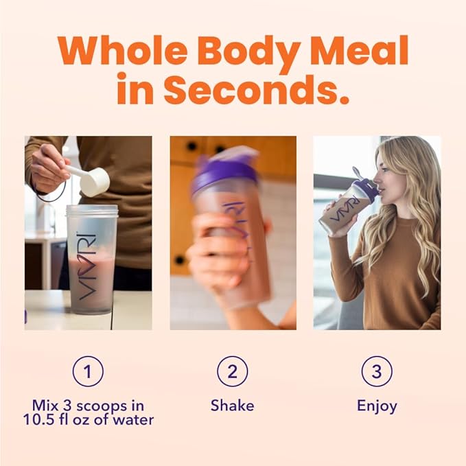 VIVRI ShakeMe! Meal Replacement | 10 Servings | 22g Triple Premium Protein 45 Nutrients &amp 8 Superfoods | Supports Full-Body Health &amp Energy (Caramel Macchiato)