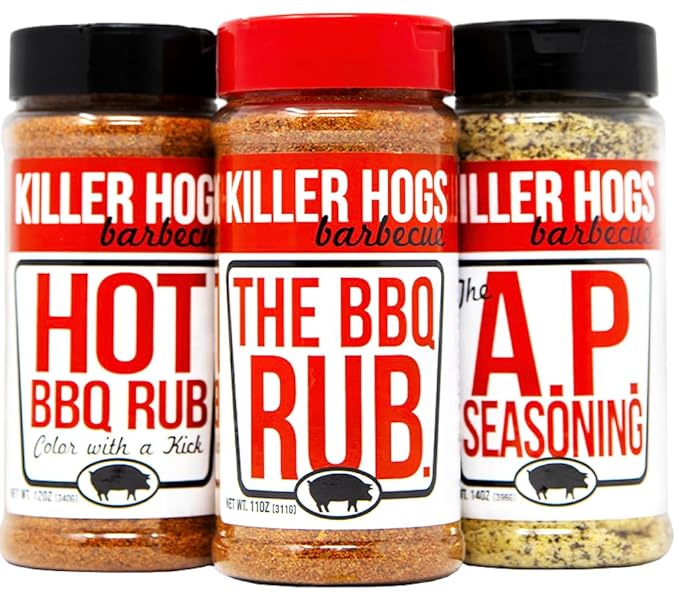 Killer Hogs The BBQ Rub + HOT BBQ Rub + AP Rub Bundle | Top 3 Seasonings for Grilling Smoking Searing and Seasoning Beef Chicken Pork Fish Veggies and More | 37 Ounces