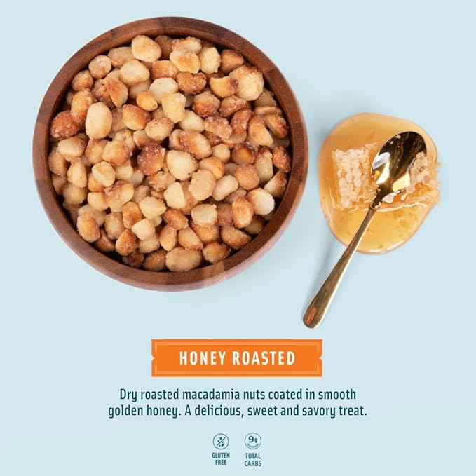 Mauna Loa Honey Roasted Macadamia Nuts 12 Pack of 1 oz Single Serve Snack Bags Gluten Free Sweet &amp Crunchy Hawaiian Snack