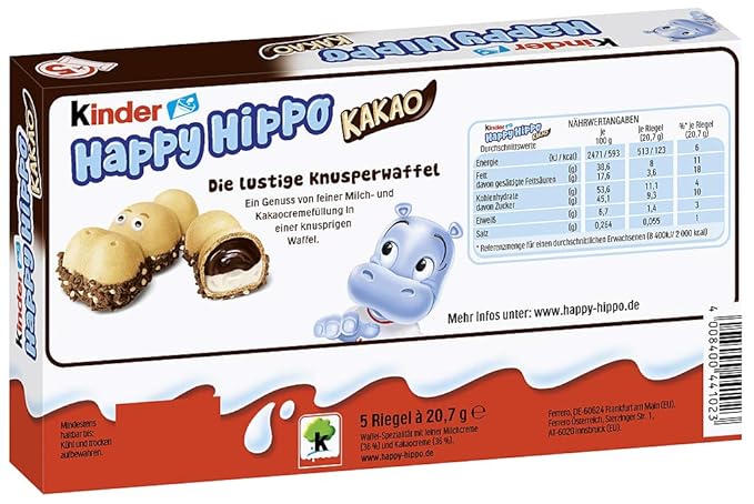 Kinder Happy Hippo 5 Piece 3.5 Ounces (Pack of 10)