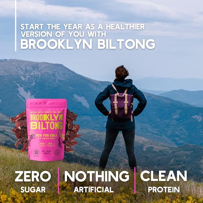 Biltong Beef Jerky - Grass Fed Seasoned Dried Beef - 2oz Peri Peri 3-Pack