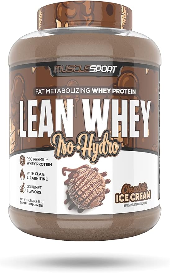 Musclesport Lean Whey Revolution™ Protein Powder - Whey Protein Isolate - Low Calorie Low Carb Low Fat Incredible Flavors - 25g Protein per Scoop - 5lb Chocolate Ice Cream