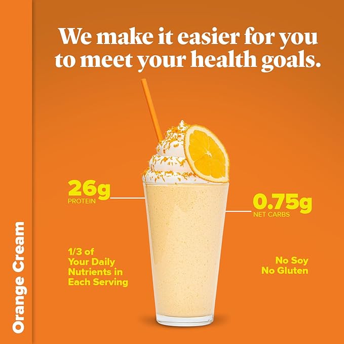 Keto Chow Orange Cream - Keto Meal Replacement Shake Powder - Nutritionally Complete - Low Carb - Delicious Easy Meal Substitute - Protein Rich You Choose The Fat - 21 Meal Serving
