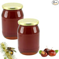Turkish Natural Chestnut Honey 2-Pack (2x1000g) - In Glass Jars Fresh Chestnut Pure Raw Honey 35.27fl oz x2
